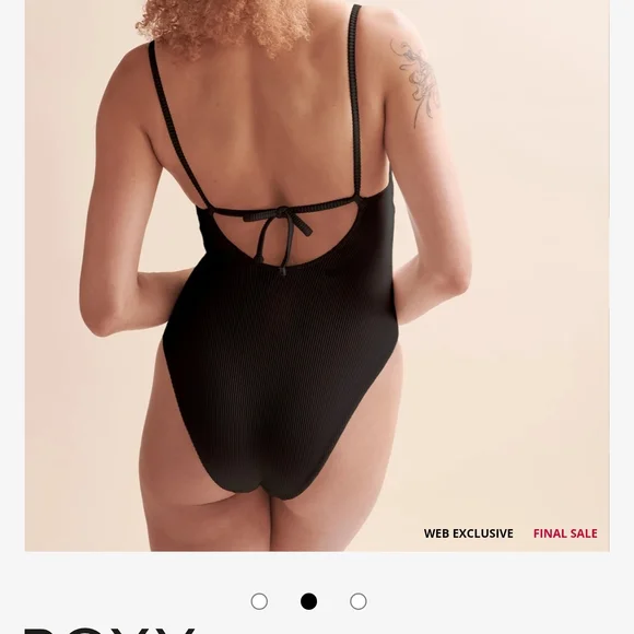 New Roxy Black Ribbed One Piece Swimsuit In Size Large - Picture 5 of 6